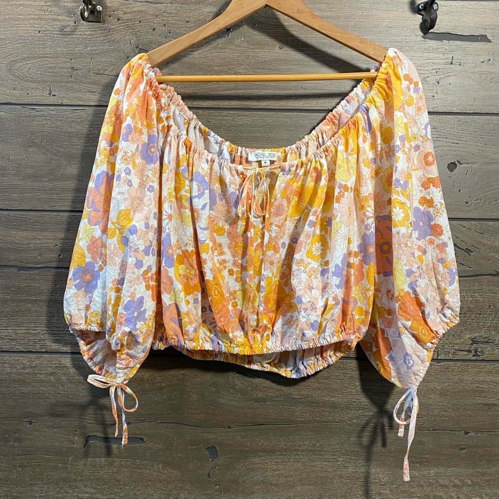Rachel Zoe Floral Linen Crop Top
